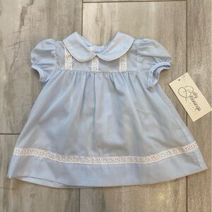 NWT Baby Blessings Baby Blue Sweet Ivy Eyelet Puff Sleeve Collared Dress Newborn